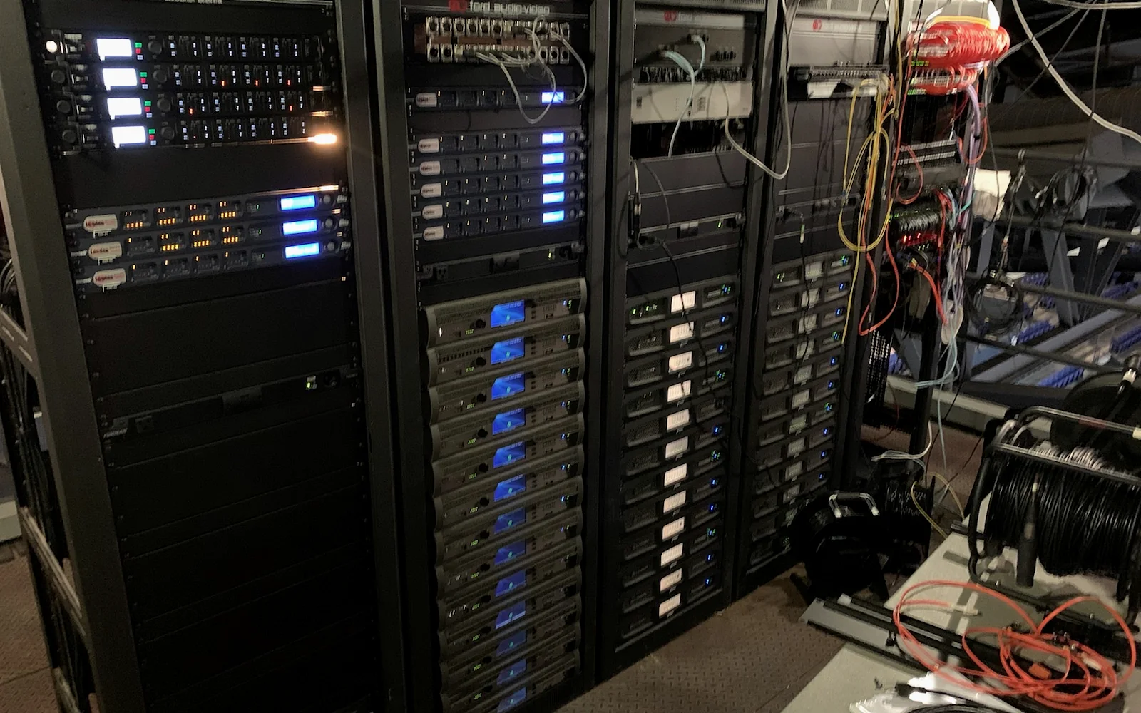 Professional AV equipment rack and wiring in Houston